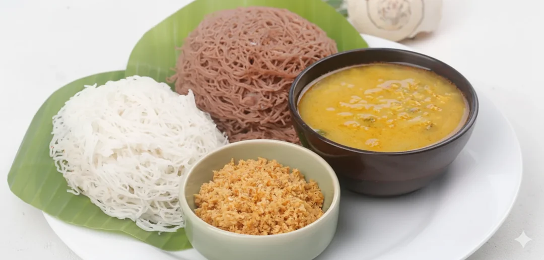 String hoppers with
pol sambol & curry