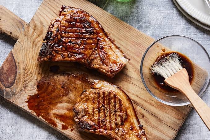 Pan seared grilled pork chops