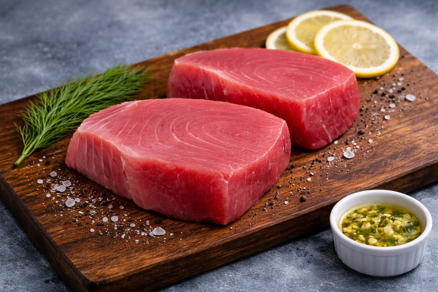 Freshly caught tuna steak