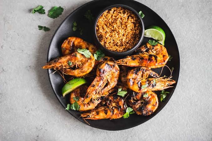 Spiced grilled king prawns
